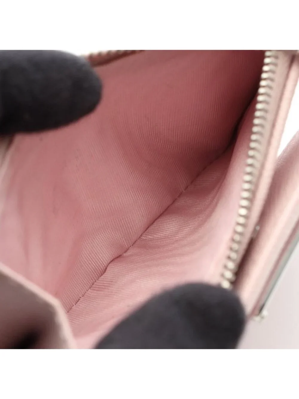 Prada Bifold Wallet Saffiano Triang Pink Leather Triangle Logo